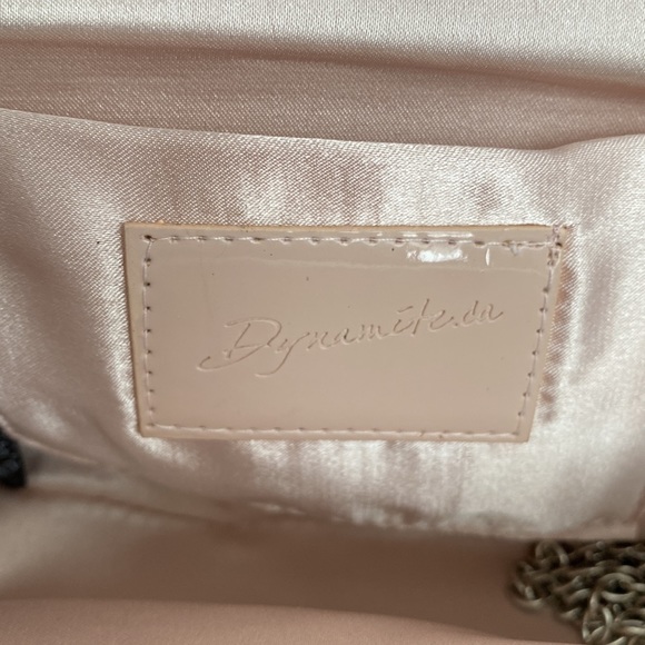 Dynamite Pink satin with black lace clutch - Picture 4 of 5